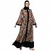 Animal printed front open abaya